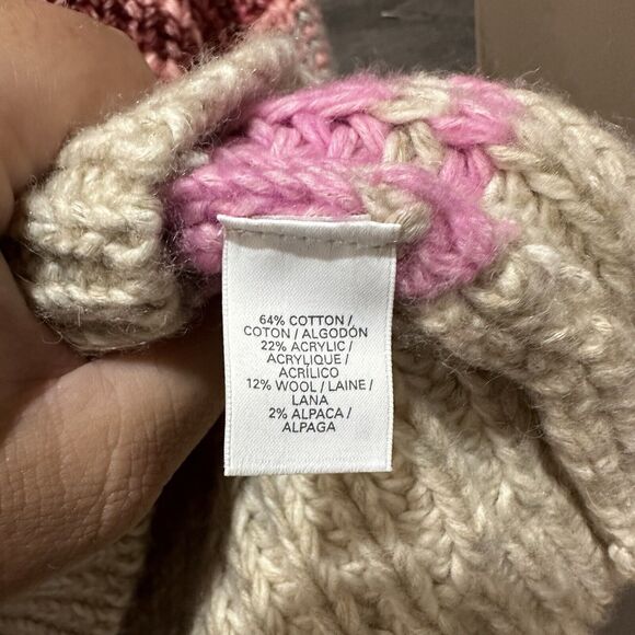 Victoria Secret Striped Oversized Cropped Cable Knit Sweater Sz Xs Alpaca Blend - Picture 6 of 7